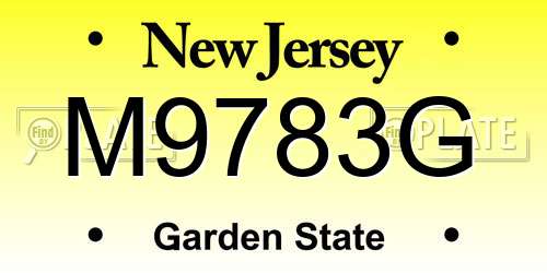 M9783G New Jersey License Plate