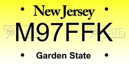M97FFK New Jersey License Plate