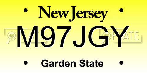 M97JGY New Jersey License Plate