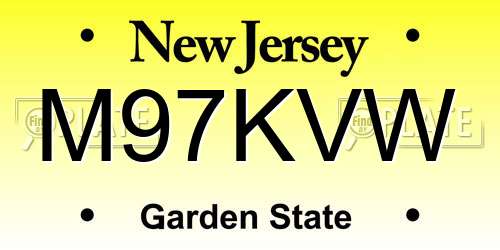 M97KVW New Jersey License Plate