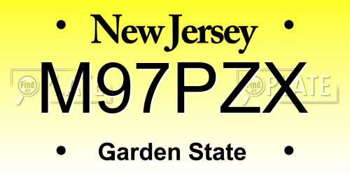 M97PZX New Jersey License Plate
