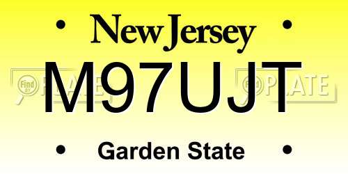 M97UJT New Jersey License Plate