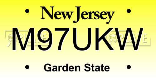 M97UKW New Jersey License Plate