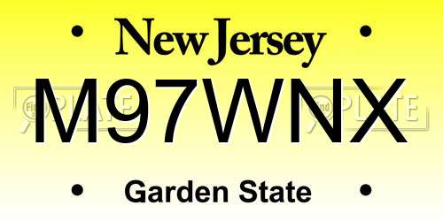 M97WNX New Jersey License Plate
