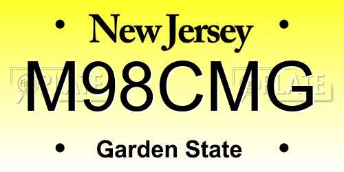 M98CMG New Jersey License Plate