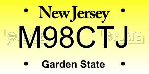 M98CTJ New Jersey License Plate