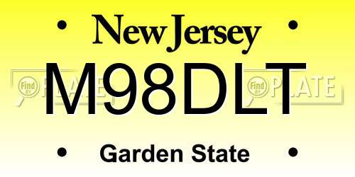 M98DLT New Jersey License Plate
