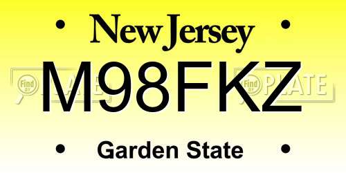 M98FKZ New Jersey License Plate