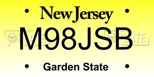 M98JSB New Jersey License Plate