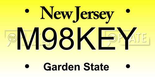 M98KEY New Jersey License Plate