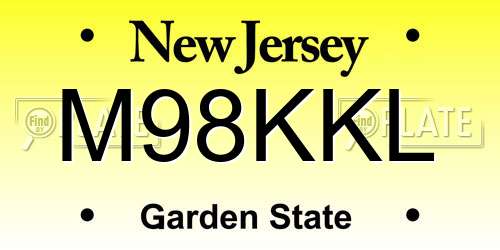M98KKL New Jersey License Plate