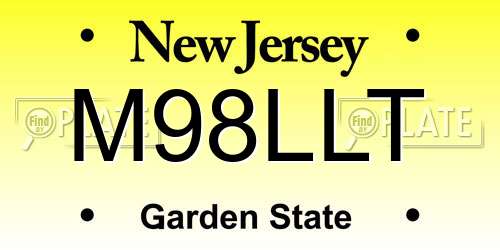 M98LLT New Jersey License Plate