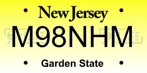 M98NHM New Jersey License Plate
