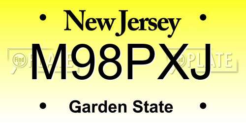 M98PXJ New Jersey License Plate