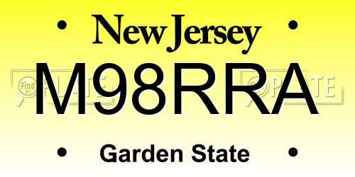 M98RRA New Jersey License Plate