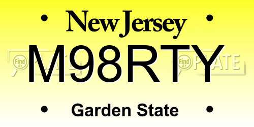 M98RTY New Jersey License Plate