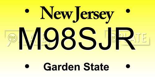 M98SJR New Jersey License Plate