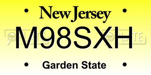 M98SXH New Jersey License Plate