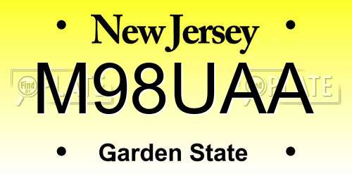 M98UAA New Jersey License Plate