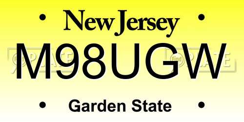 M98UGW New Jersey License Plate