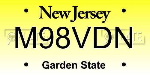 M98VDN New Jersey License Plate