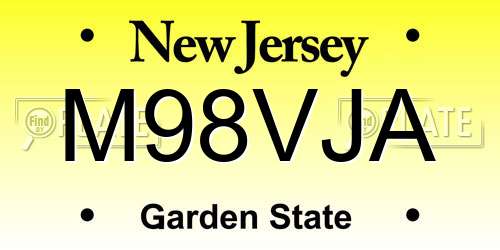 M98VJA New Jersey License Plate