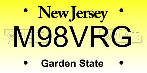 M98VRG New Jersey License Plate