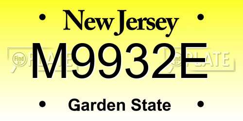 M9932E New Jersey License Plate