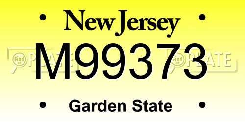 M99373 New Jersey License Plate