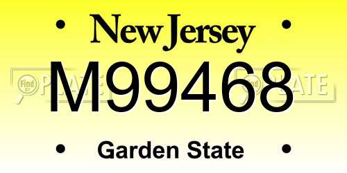 M99468 New Jersey License Plate