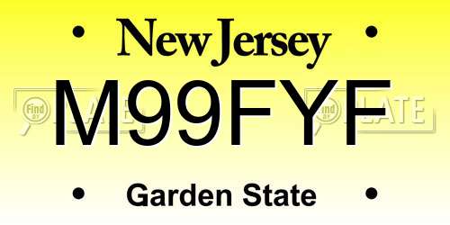 M99FYF New Jersey License Plate