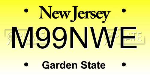 M99NWE New Jersey License Plate