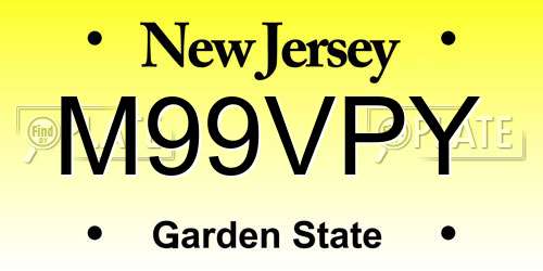M99VPY New Jersey License Plate