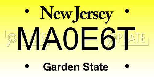 MA0E6T New Jersey License Plate