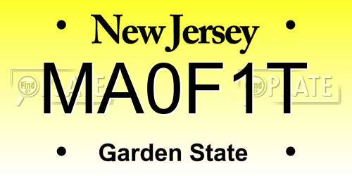 MA0F1T New Jersey License Plate