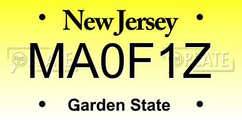 MA0F1Z New Jersey License Plate