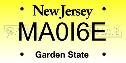 MA0I6E New Jersey License Plate