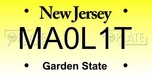 MA0L1T New Jersey License Plate