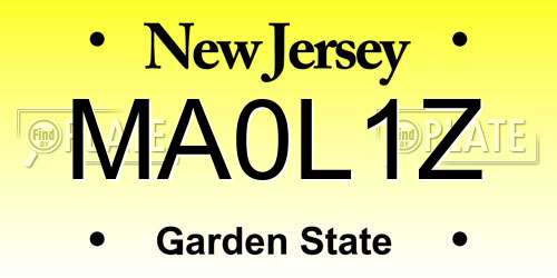 MA0L1Z New Jersey License Plate