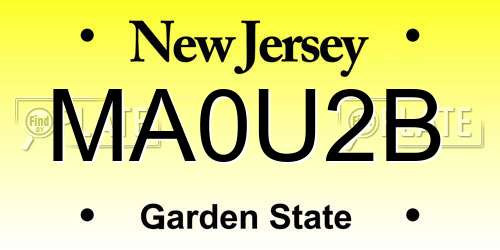 MA0U2B New Jersey License Plate