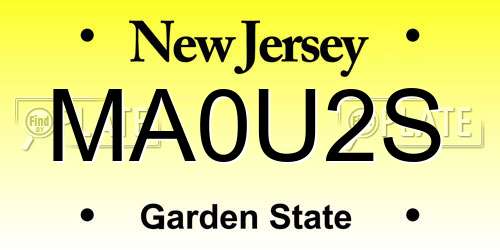 MA0U2S New Jersey License Plate