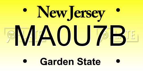 MA0U7B New Jersey License Plate