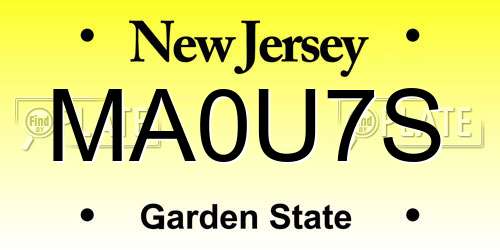 MA0U7S New Jersey License Plate