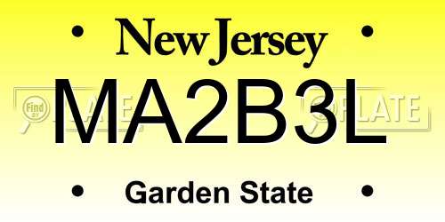 MA2B3L New Jersey License Plate