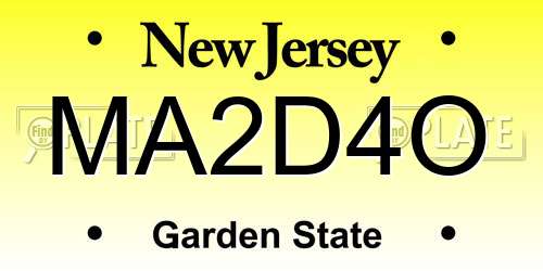 MA2D4O New Jersey License Plate