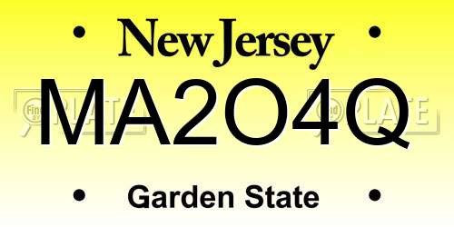 MA2O4Q New Jersey License Plate