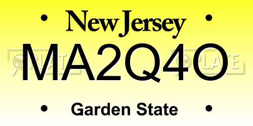 MA2Q4O New Jersey License Plate