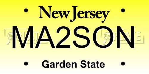 MA2SON New Jersey License Plate