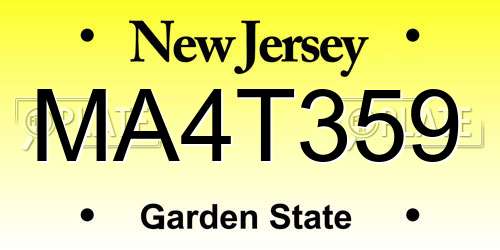 MA4T359 New Jersey License Plate