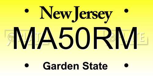 MA50RM New Jersey License Plate